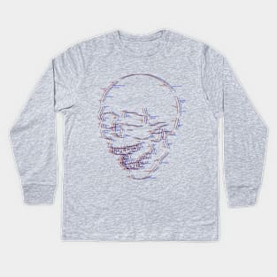 Glitch Skull (Black Base) Kids Long Sleeve T-Shirt